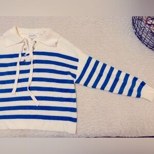 NWOT Blue and White Striped Sweater